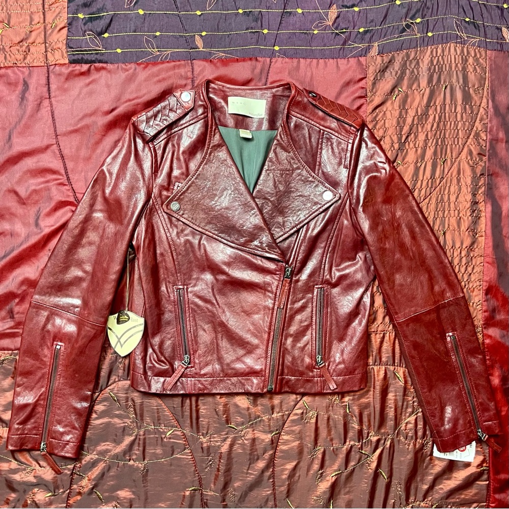NWT William Rast, cropped leather zipper jacket